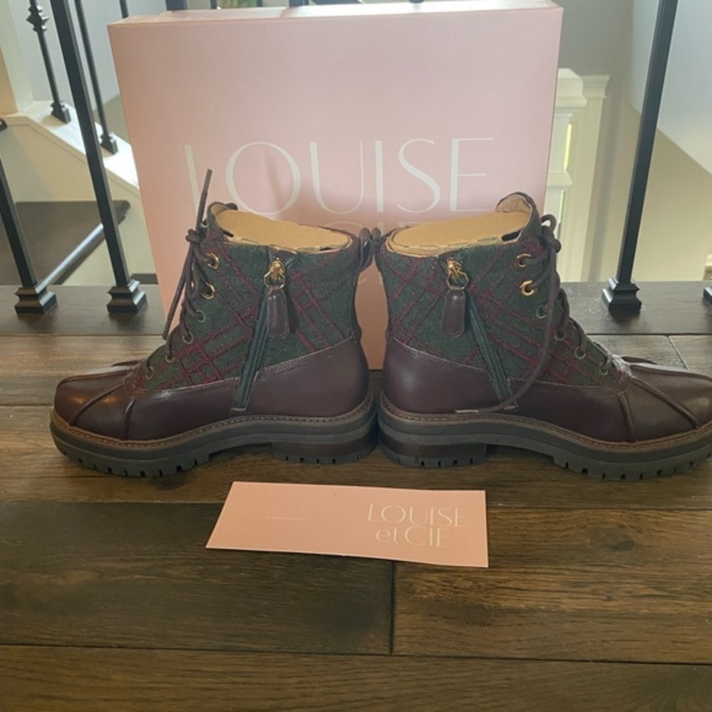 Louise et Cie Sarni Boot Plaid & Brown Platform & Chunky Heel SZ 7 NIB! - Picture 6 of 15